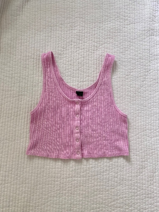 wild fable Tops - Wild Fable pink ribbed button tank top